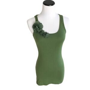 Old Navy Green Tank Top with Chiffon Flowers, XS